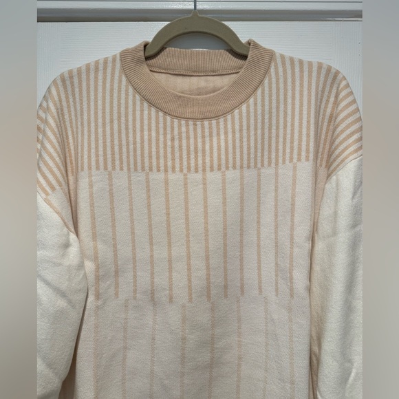 Crewneck Knit Pullover Sweater - Cream/Khaki - Medium - Picture 4 of 7